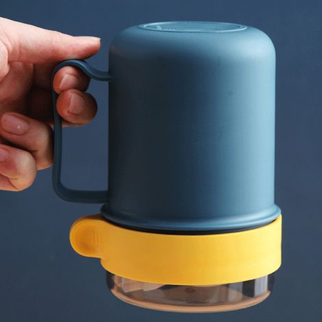 Bol à céréales avec cuillère et couvercle, gobelet portable pour micro-ondes, tasse à soupe en plastique bleu 301-500ML 0238A-3PP (1/4)