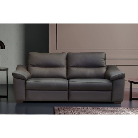 Canapé 3 places en 100% tout cuir épais italien vachette HAMBOURG, couleur anthracite (1/4)