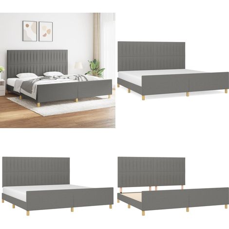 Bettgestell ohne Matratze Dunkelgrau 200x200 cm Stoff - Bettsofa - Boxspringbetten - Doppelbett - Lattenrost - Schlafzimmermöbel - Home & Living (1/5)