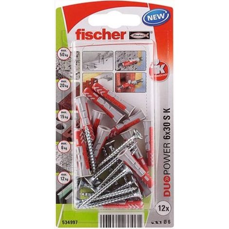 FISCHER 534997 DuoPower 6 x 30 S mit Schraube, 12 Stk (1/5)