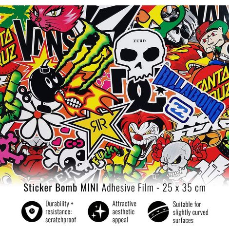 Foglio Pellicola Adesivo Sticker Bomb, Mini, 25 x 35 cm (1/5)