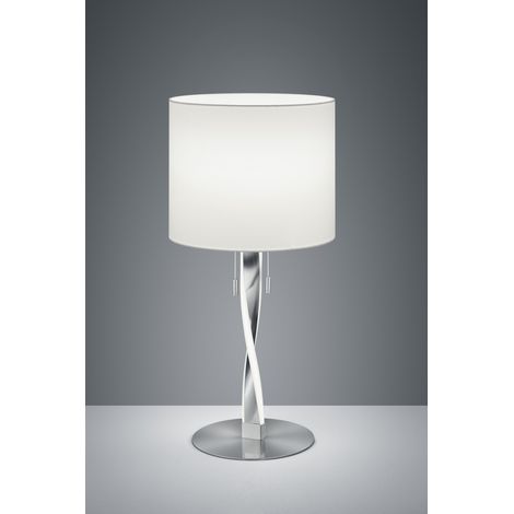 Lámpara de Mesa Moderna Nandor Pantalla Níquel Tela Blanca Iluminación Led Trio (1/3)
