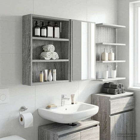 vidaXL Armadio da bagno a muro Sonoma grigia 40 x 10 x 50 cm (1/5)