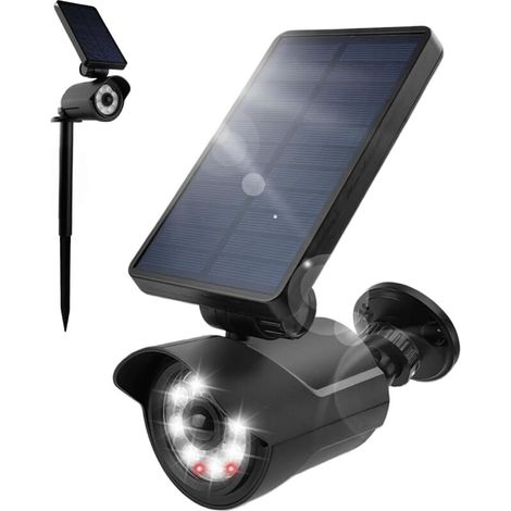 Outdoor solar security light with motion detector, fake camera, 6m range, PIR motion detector, IP66 waterproof