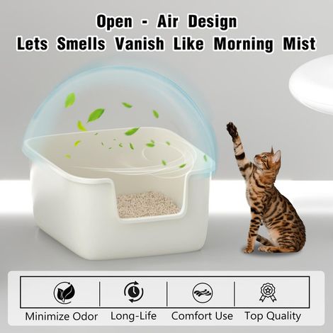 Bac à litière ouvert pour chat avec rebords hauts et entrée basse caisse à litière plastique lavable pour chatons et grands chats (1/5)
