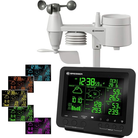 BRESSER 5-in-1 Centro meteo professionale con display di 256 colori nero (1/5)