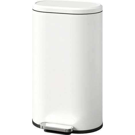 Mülleimer Küche 30 Liter Treteimer mit Soft-Close-Deckel, Pedal aus Metall, Cremeweiß, 36,5 X 31 x 61 cm (1/5)