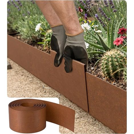 Bordure de pelouse acier 5 m Bordure de jardin métal 15 cm 0,6 mm Bordure acier pelouse bordure de pelouse métal (1/5)