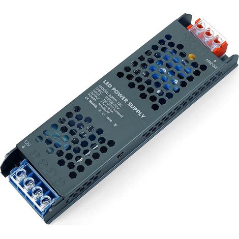 Transformateur 220V 12V 200W LED Driver, Alimentation à Découpag 220V AC à 12V DC 16,6A Ultra Mince Transfo Adaptateur Conducteur à Tension Constante Basse Tension Adapter pour LED Bande (1/5)