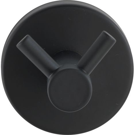 WENKO Gancio da Muro Portasciugamani Duo Bosio Nero, Gancio Porta Cappotto da Muro, Acciaio Inox, Ø 5,5x5,5 cm, Nero opaco (1/5)