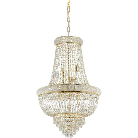 Lampadario Classico Dubai Metallo-Cristallo Ottone 10 Luci E14 (1/2)