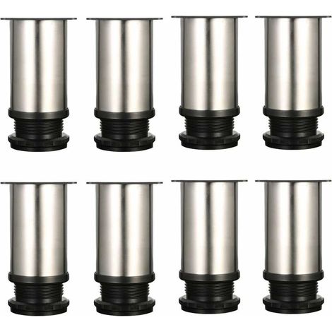 Set mit 8 verstellbaren Möbelfüßen - Chrommetall - Höhenverstellbar (Gesamt: 80-95 mm)