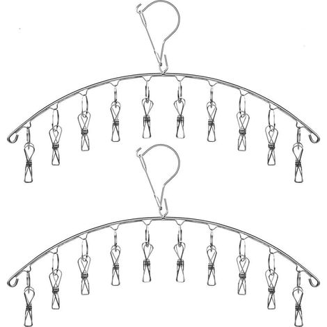2er-Pack Wäschetrockner aus Edelstahl mit 10 Sockenclips