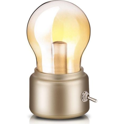 Lampe de Chevet Rétro Ampoule, USB Rechargeable LED Night Light Mini Lampe de Chevet lampe (1/5)