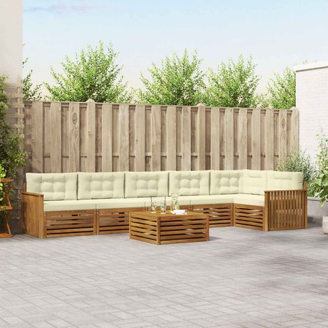 vidaXL Outdoor-Sofagarnitur mit Kissen 7 pcs Natur und Creme (1/5)