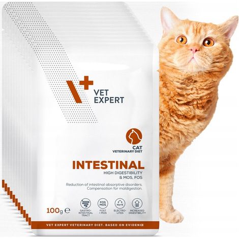 Nassfutter für Katzen, Huhn/Pute, VET EXPERT INTESTINAL, 12 Beutel à 100 g