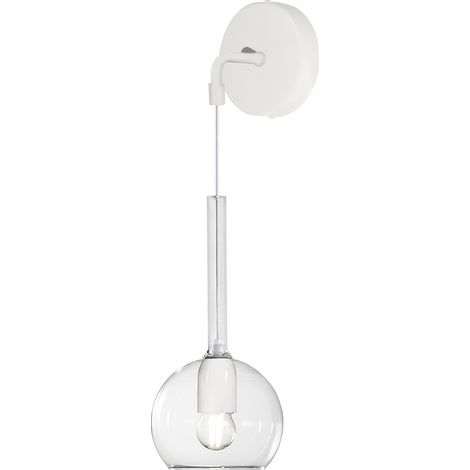 Applique Contemporanea Future Metallo Bianco Vetro Trasparente 1 Luce E27