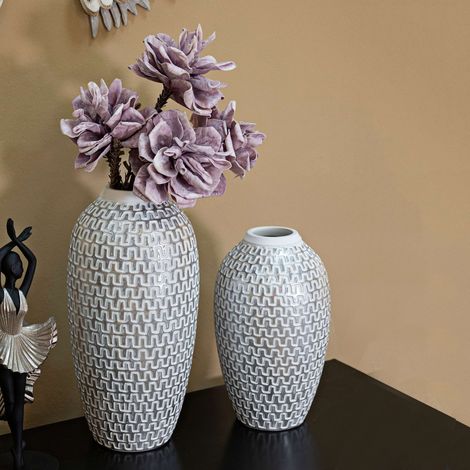 Vase Elian, Strukturfarbe Silber, Durchmesser 7 cm, Weiß