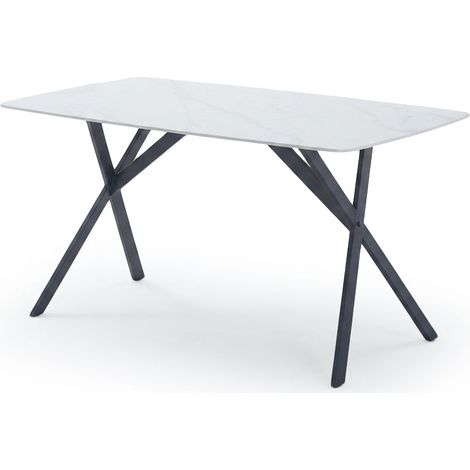 Mesa Fija Tere con Acabado Marmol 160cm. Comedor o Cocina, Blanco (1/5)