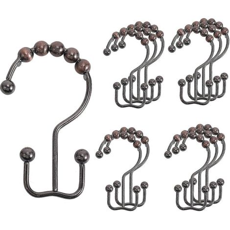 Lot de 12 anneaux et crochets de rideau de douche en acier inoxydable (1/5)