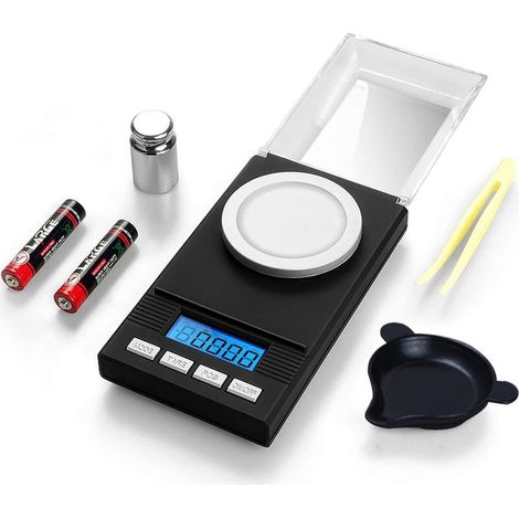 Balance de poche numérique au milligramme (0,001 g x 50 g), balance électronique pour bijoux, pièces de monnaie et cuisine, mini balance au gramme avec étalonnage-AquaForge