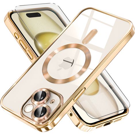 Custodia per iPhone 15, Electro MagSafe, oro + pellicola protettiva per lo schermo (1/5)