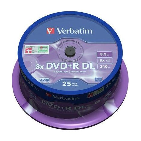 Discos DVD+R de doble capa Verbatim de 8,5 GB x 8 (25 bits) (1/4)