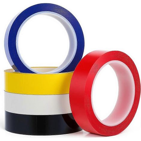 rouleaux de ruban adhésif vinyle pour sols, 2,5 cm x 66 m, marquage de sol pour terrains de sport et gymnases. (1/5)