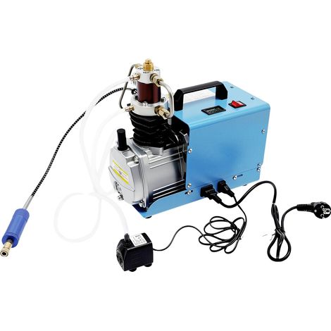Compresor de aire de alta presión, 1800 W de potencia, presión de 0 a 30 MPa, compresión de dos etapas, caudal de 22 Gpm, refrigeración por aire y agua. (1/5)