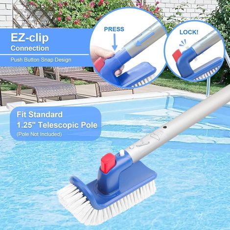 Brosse murale légère pour spa – Tête orientable 180° en plastique – Nettoie les bassins sans rayer le liner (1/4)