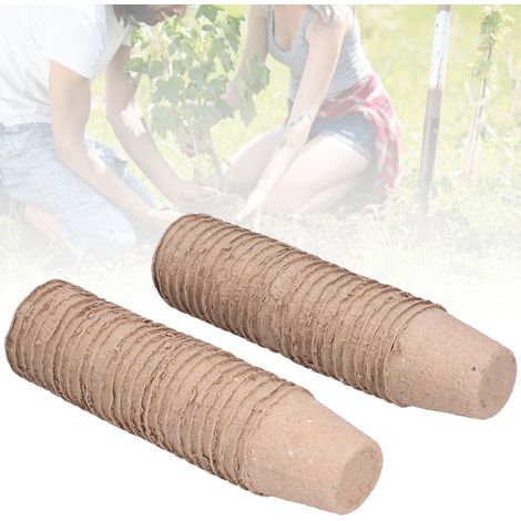 [Produit de jardinage] 50 Pots de Tourbe Dégradables 6cm, Ronds, Pour Semis et Plants, Cups de Culture, Accessoire de Plantation, Matériau Pulpe Recyclée, Environnemental, Taille Approx. 6x4.5cm, Diam (1/5)