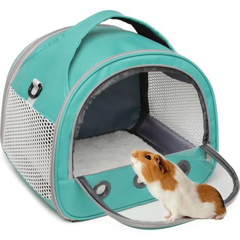 1 Sac de transport pour petits animaux, fenêtre transparente, tissu Oxford respirant, sangle réglable, pour hamster cochon d'Inde (1/5)