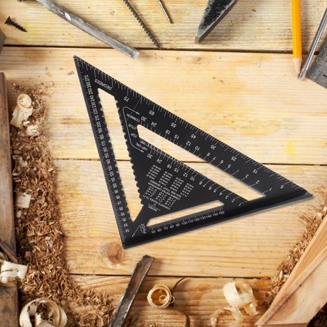 Équerre en aluminium, équerre de menuisier, rapporteur, équerre d'angle droite antirouille, profilé en aluminium noir de 30,5 cm (12 pouces). (1/5)