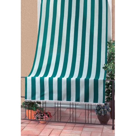 Auvent Rio pour chevauchement blanc / vert 140x250 cm en polyester avec tunnel pour bris-bris pour jardin exte'rieur