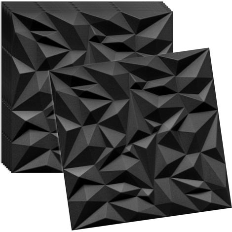 Panneaux muraux et plafond 3D noir VERDICO 50x50 cm – polystyrène décoratif, lot 8 pièces (2 m²)