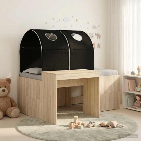 vidaXL Letto con Tunnel 3 pz Rovere Sonoma e Nero Legno ingegnerizzato (1/5)