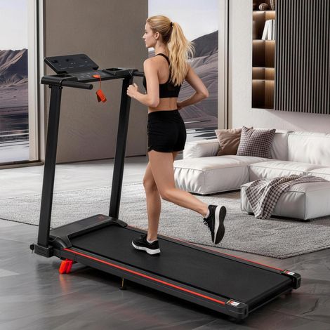 Tapis de course pliable avec inclinaison 0 à 8 %, 1-12 km/h, moteur 3,0 PS, noir et rouge DESVIAE (1/5)
