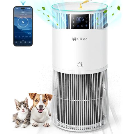 P2 Humidificateur sans brume et purificateur d'air avec filtre HEPA au charbon, purificateur d'air silencieux 2-en-1 pour les allergies, la chambre de bébé et les animaux domestiques (1/5)