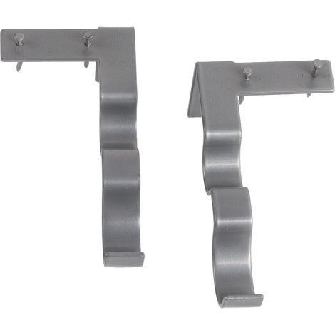 2 pièces Double support de tringle à rideau en acier 20lb porteur de charge facile assemblage crochets de tringle à rideau pour bureau à domicile argent (1/4)