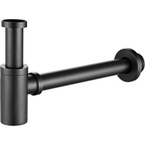 Noir mat Siphon standard en noir mat, Séparateur de drain mural en cuivre (1/4)