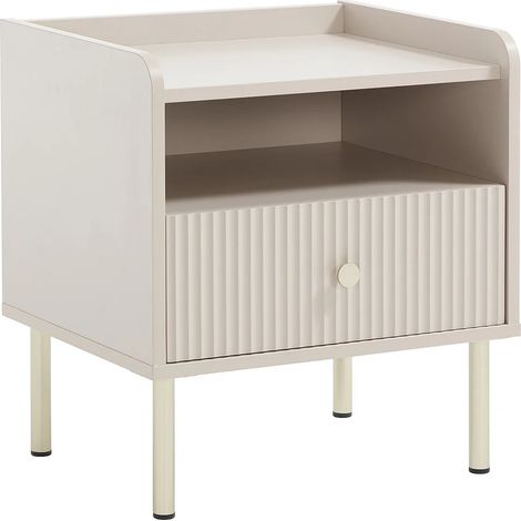 Table de chevet 1 tiroir et 1 niche – Beige et doré - LUNAOR (1/5)