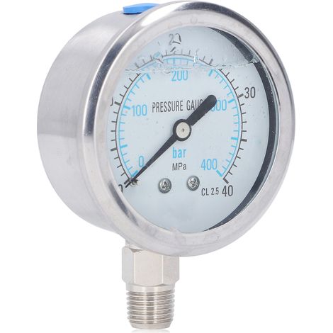 Manomètre à vide à cadran transparent, boîtier en acier inoxydable, pour usage industriel et domestique, filetage NPT 1/4", 0 à 40 MPa (1/5)