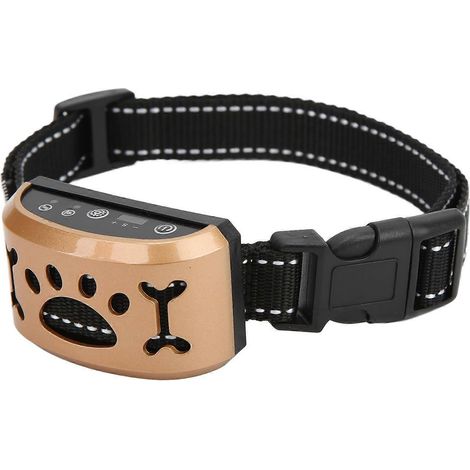 Collier anti-aboiement rechargeable pour chien, réglable, verrouillage automatique, reconnaissance intelligente, étanche, avec alarme visuelle. (1/2)