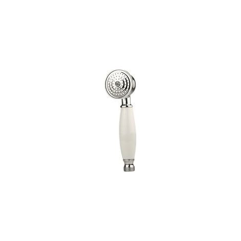 Pommeau de douche de salle de bain complet pommeau de douche anti-calcaire avec poignée en céramique blanche pommeau de douche argenté (1/4)
