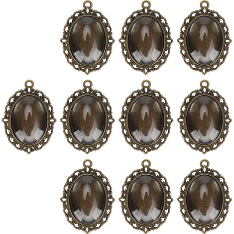 10 Sets Glass Patch Pendant Oval Trays Glass Cabochon Clear Dome Tiles DIY Jewelry Materials (1/5)