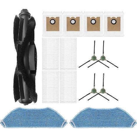 Pièces de rechange pour Lefant M2 Pro/M2S Pro : 1 brosse rotative, 4 brosses latérales, 4 filtres HEPA, 2 lingettes de nettoyage, 4 sacs à poussière (1/5)