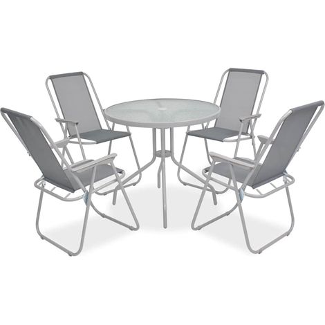 Maison Exclusive - 6-tlg. Garten-Essgruppe Stahl und Textilene Gr (1/5)