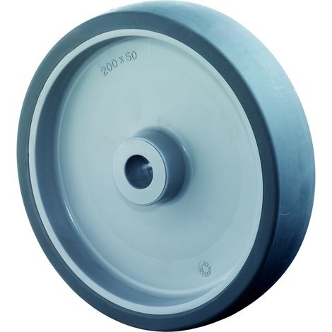 BS Rollen BS Gummirad grau B43, Kunststofffelge, Gleitlager, Ø Rad 125 mm, Tragkraft 100 kg, Radbreite 35 mm, Nabenlänge 44 mm (1/2)