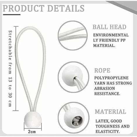 Packung mit 50 elastischen Spannern, elastischen Kordeln mit Kugeln, Bungee-Seilen, elastischen Kugeln für Festzelte, Zelte, Banner und Planen. (1/5)