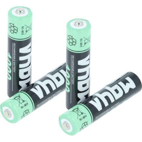 vhbw Akkus AAA, 4 Stück kompatibel mit Olympia 6111, 6131, 6811, 6122, 6411 - Akkuzellen, 1000 mAh, 1,2 V, NiMH
